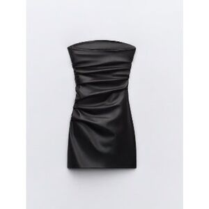 Zara Black Faux Leather Mini Dress